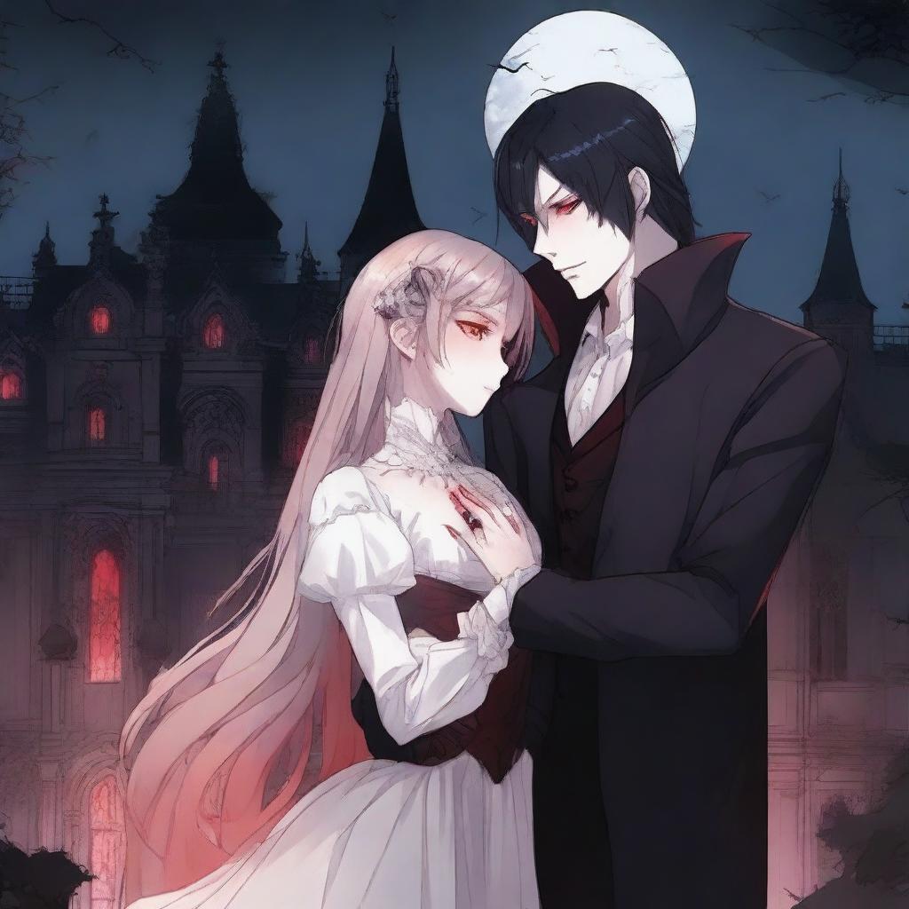 A romantic scene in a vampire fantasy manhwa