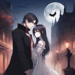 A romantic scene in a vampire fantasy manhwa