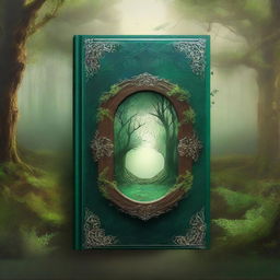 Create a captivating book cover featuring a mysterious forest with an ancient, glowing portal at its center