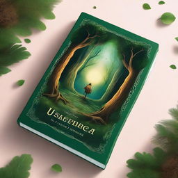 Create a captivating book cover for a book titled 'Uma Sentença Especial' featuring a mysterious forest with an ancient, glowing portal at its center
