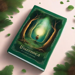 Create a captivating book cover for a book titled 'Uma Sentença Especial' featuring a mysterious forest with an ancient, glowing portal at its center