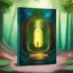 Create a captivating Wattpad fanfic cover for a story titled 'Uma Sentença Especial' featuring a mysterious forest with an ancient, glowing portal at its center