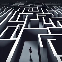 A woman wanders through a dark and gloomy maze