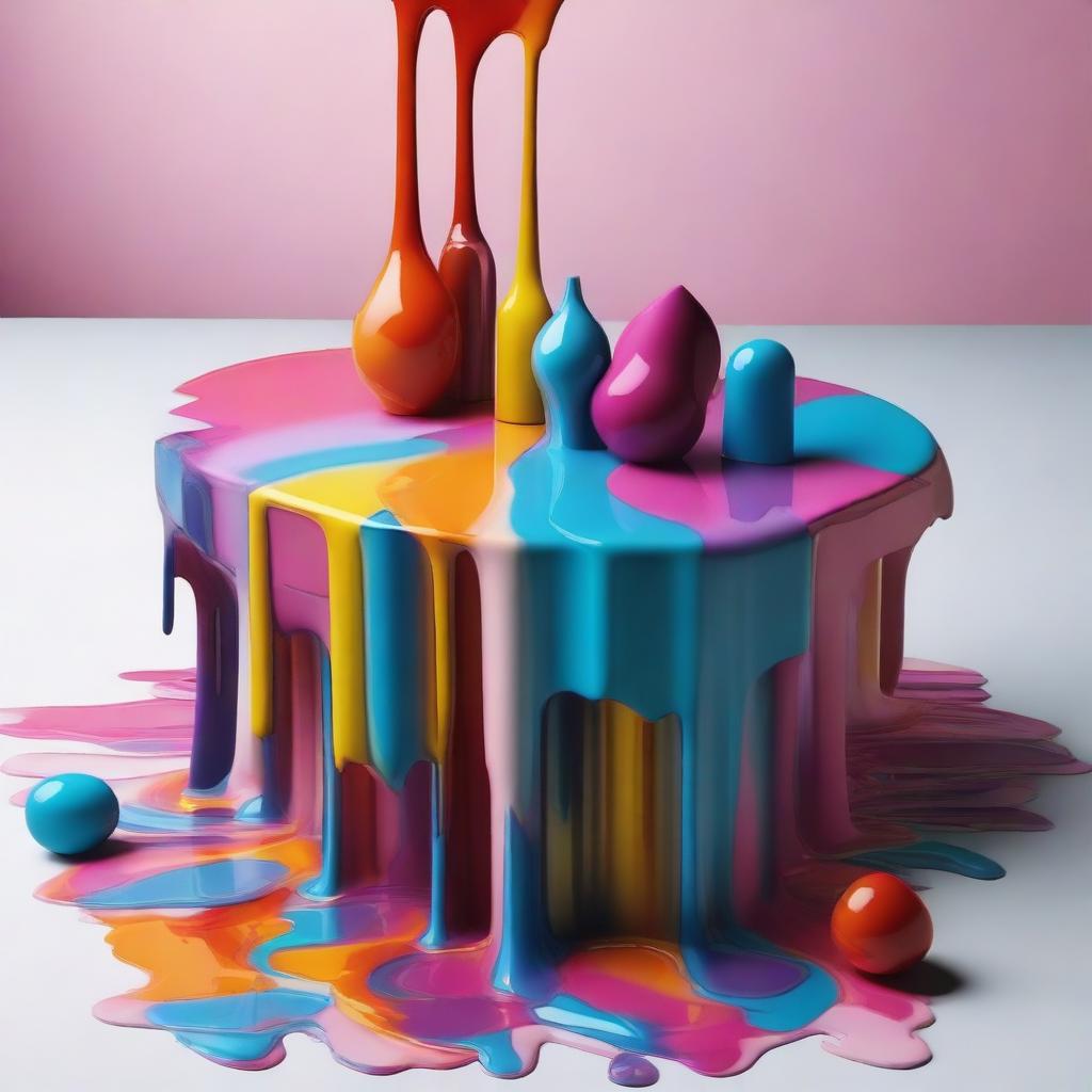 A surrealistic image of objects melting off the edge of a table