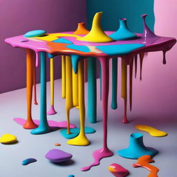 A surrealistic image of objects melting off the edge of a table