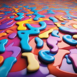 A surrealistic image of a table top covered with question marks that are melting off the edge of the table