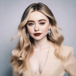 A detailed portrait of Sabrina Carpenter, capturing her in a natural and elegant pose