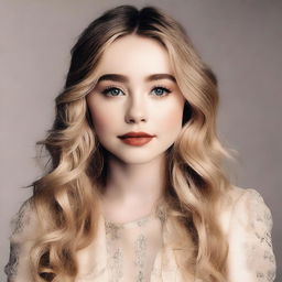 A detailed portrait of Sabrina Carpenter, capturing her in a natural and elegant pose