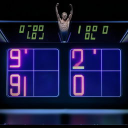 Create an image of a digital scoreboard with big, bold numbers indicating Tony’s current score.