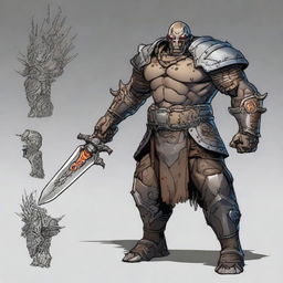 Create an image of a Warforged Barbarian who is a two-weapon fighter