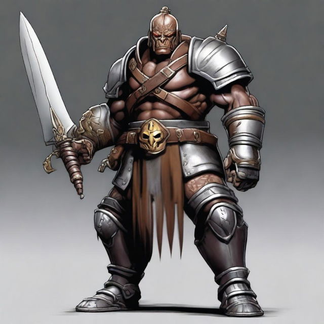 Create an image of a Warforged Barbarian who is a two-weapon fighter