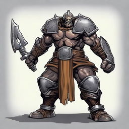 Create an image of a Warforged Barbarian who is a two-weapon fighter