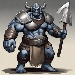 Create an image of a Warforged Barbarian with axes in both hands