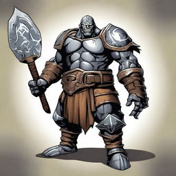 Create an image of a Warforged Barbarian with axes in both hands