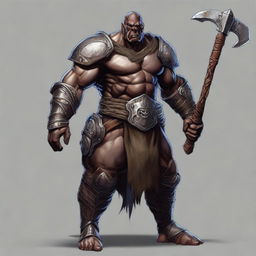 Create a realistic image of a Warforged Barbarian with axes in both hands