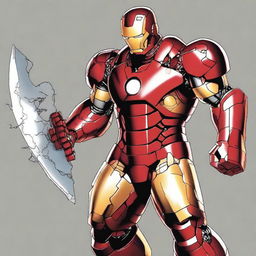 Create an image of Iron Man as a Barbarian