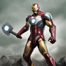 Create an image of Iron Man as a barbarian, wearing silver armor