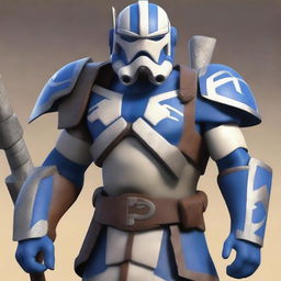 Create an image of Captain Rex as a barbarian, wearing silver armor