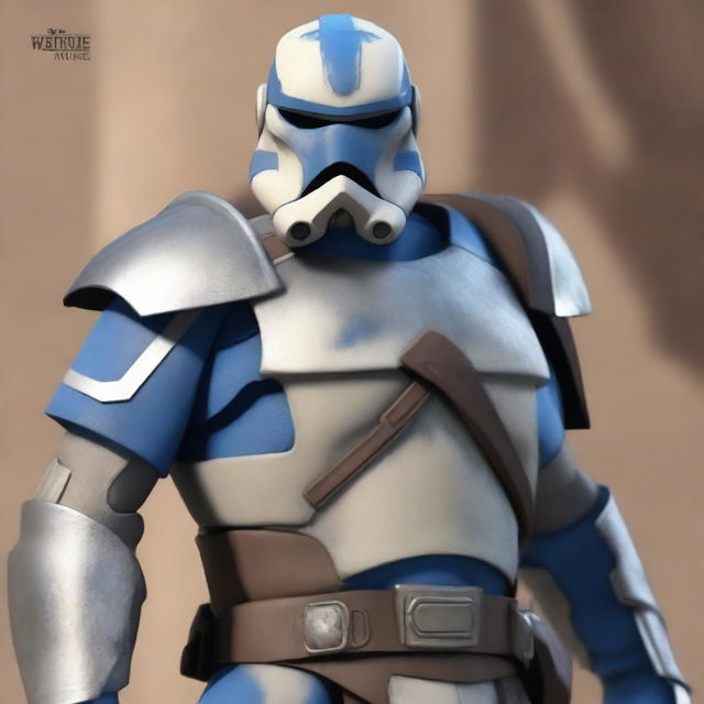 Create an image of Captain Rex as a barbarian, wearing silver armor