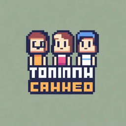 Create a pixel art logo featuring Tommy, Pamela, Kenia Os, and Peso Pluma