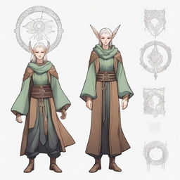 Create a character token inspired by the provided drawing of a person from the witch series, but with pointed ears like an elf