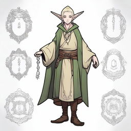 Create a character token inspired by the provided drawing of a person from the witch series, but with pointed ears like an elf