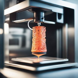 A high-resolution 3D rendering of a modern 3D printer in action, printing a complex geometric object