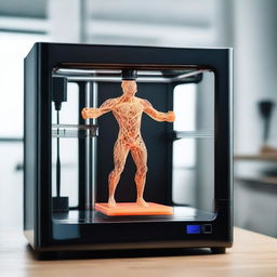 A high-tech 3D printer in action, printing an intricate and amazing figure