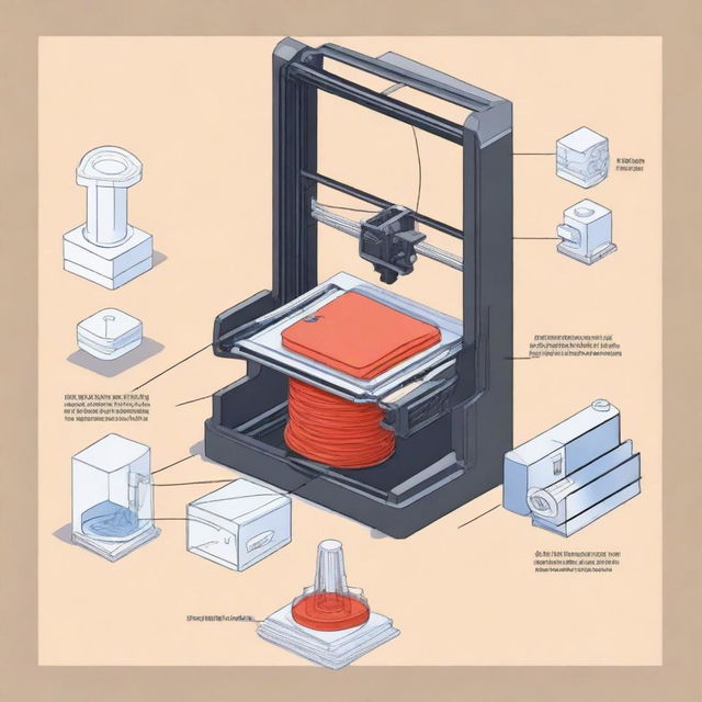 A detailed illustration of the process to print an object in 3D