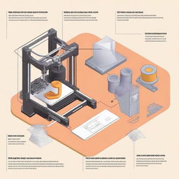 A detailed illustration of the process to print an object in 3D