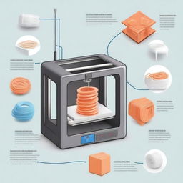 A detailed illustration of the process to print an object in 3D