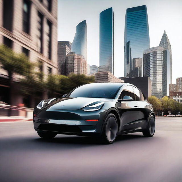 A sleek and modern 2025 Tesla Model Y electric SUV, featuring futuristic design elements, advanced technology, and a stylish exterior