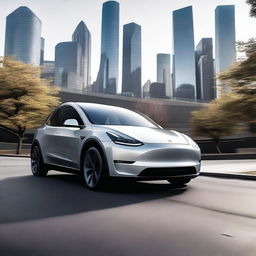 A sleek and modern 2025 Tesla Model Y, showcasing its futuristic design and innovative features