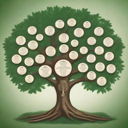 A large and intricate family tree, showcasing multiple generations with detailed branches and connections