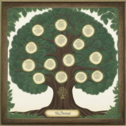 A large and intricate family tree, showcasing multiple generations with detailed branches and connections