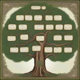 A very large and intricate family tree, showcasing multiple generations with detailed branches and connections