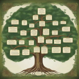 A very large and intricate family tree, showcasing multiple generations with detailed branches and connections