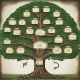 A gigantic and intricate family tree, showcasing numerous generations with detailed branches and connections