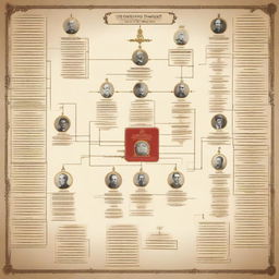 A gigantic and intricate family diagram for the Bolshevik dynasty, showcasing numerous generations with detailed connections between family members