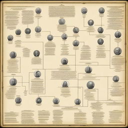 A gigantic and intricate family diagram for the Bolshevik dynasty, showcasing numerous generations with detailed connections between family members