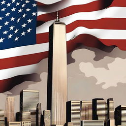 Create a dramatic movie poster depicting the events of 9/11