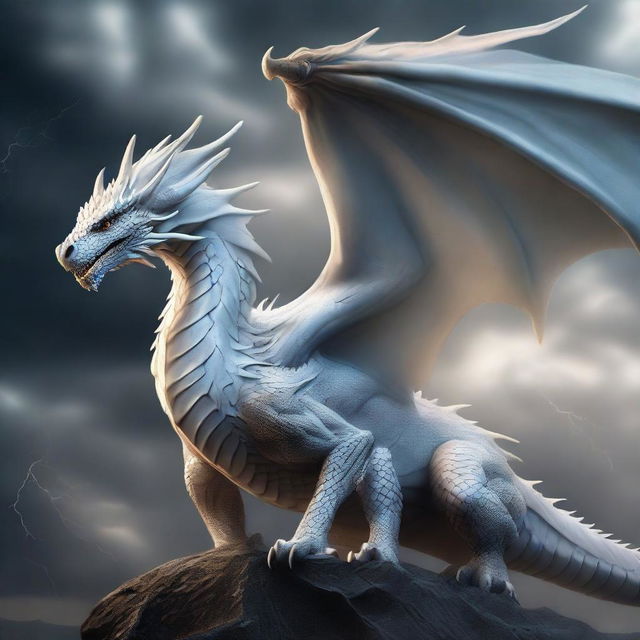 A white dragon inspired by the dragons from Game of Thrones