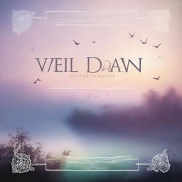 Create a music cover with the words 'VEIL OF DAWN' prominently displayed