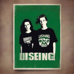 Create a grunge poster that highlights 90s vintage band shirts called "usang"