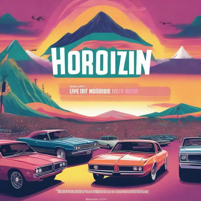 A poster for a motoring documentary TV series called 'Live at the Horizon Festival'