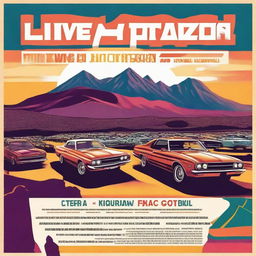 A poster for a motoring documentary TV series called 'Live at the Horizon Festival'