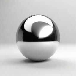 A perfect 3D sphere, made of shiny reflective metal, floating in a white space.