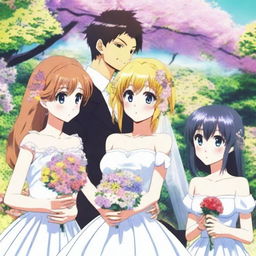 A young man married to four anime girls