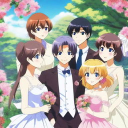 A young man married to four anime girls