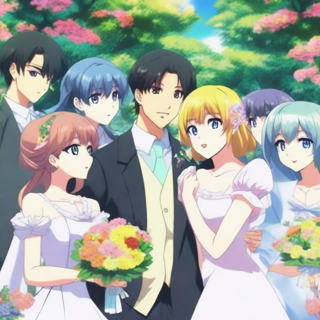 A young man married to four anime girls